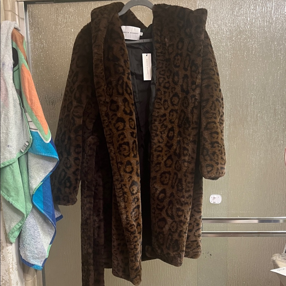 Rebecca Minkoff Faux Fur Leopard Print Coat $398 retail for $200